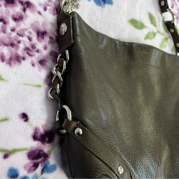 Coach Brown Leather Shoulder Bag w/ purple lining - Picture 9 of 13